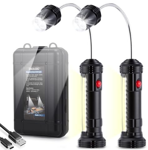 IMAGE Luce per barbecue, 2 pezzi, ricaricabile, magnetica, per barbecue, picnic, all'aperto, regalo per uomini, papà, marito