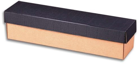 1er Geschenkkarton mit Stülpdeckel, 38,5 x 9 x 9 cm, Schwarz/Natur, 25 Stück