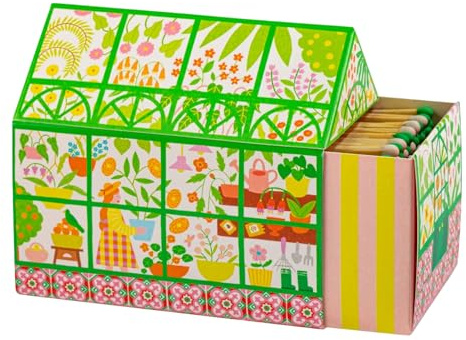 Greenhouse Shaped Matchbox - Long Matches - Luxury Giant Matchbox - House Shaped Box - Coloured Tips Large Matchsticks - Candles Fireside Housewarming Gift