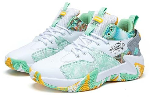 Unisex basketskor Lätta och halkfria Casual sportskor löpningsskor(Green,35 EU)