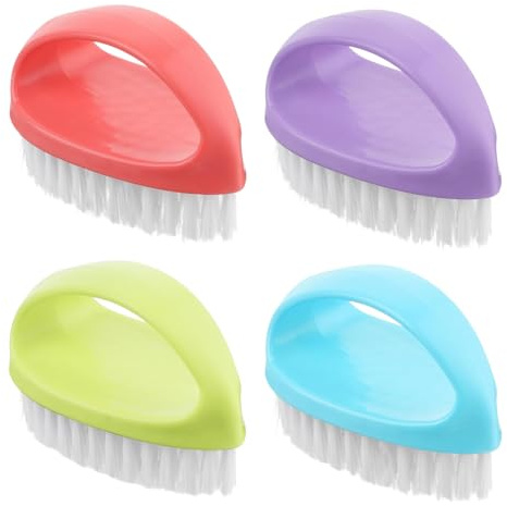 4 Pcs Handle Grip Nail Brushes, Nylon Scrubber Nail Scrubbing Brushes | Deep Clean Brush for Cleaning Fingernails Toes Deep Clean Hand Scrubber Stiff Bristles for Gardeners Mechanics