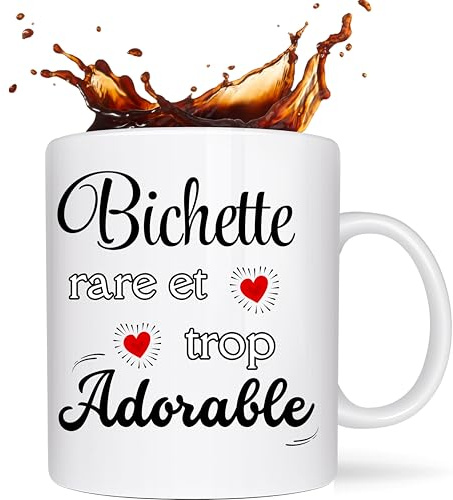 Jassimino cadeau Bichette - Mug Bichette, tasse Bichette Originale,cadeaux pour Femmes - tasse a cafe original -mug personnalisé tutrice- tasse rigolote -idee cadeau Femme, Adorable