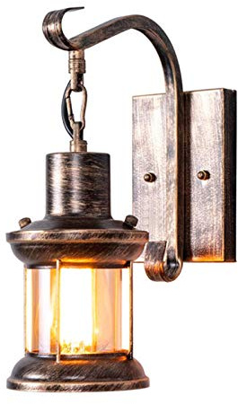 Wandleuchte, E27 Holz Retro Lichter Rustikale Wohnzimmer Wandlampe, Hölzerne Kunst Laterne Bekleidungsgeschäft Restaurant Kaffee Bar, Schlafzimmerwand Kreative Beleutung, Vintage Eisen Hängelampe