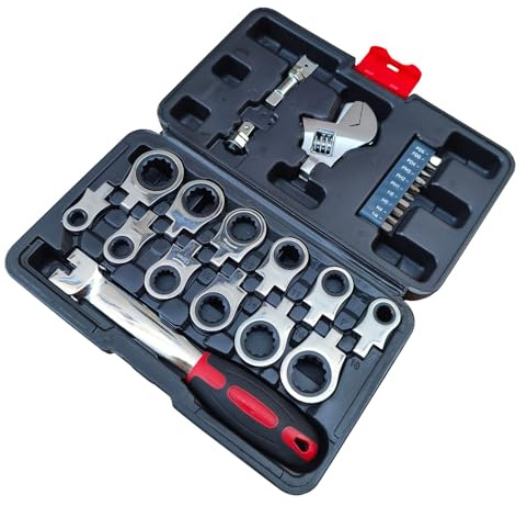 Juego de 26 llaves de trinquete con cabeza intercambiable, juego de llaves de 72 dientes para mantenimiento de coches y bicicletas