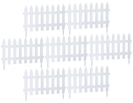 pokm toolsmarket - Beeteinfassung Steckzaun | 3,2m Gesamtlänge Zierzaun Lattenzaun Farbe: Weiß | 35cm Höhe| 7-TLG Holzoptik Kunststoff Gartenzaun | EU-QUALITÄT