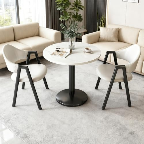 TWSOUL Runder Esstisch 60cm mit 2 Stühlen Essgruppen, 2er Set Esszimmerstühle mit Küchentisch Esszimmergruppe, Tischgruppe Sitzgruppe für Balkon, Küche, Wohnzimmer (Schwarz)