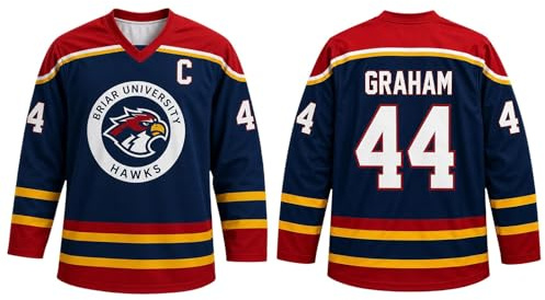 Maillot de Hockey Grahams 44 Sweatshirt pour Enfants Col V Uniforme de Hockey sur Glace Casual Manches Longues T-Shirt Top Comfort Training Clothing