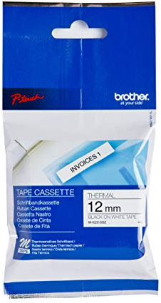 Brother MK231SBZ Nicht-laminiertes Schriftband auf Rolle 1,2 cm x 4 m in Blisterpackung 1 Rolle schwarz auf weiß