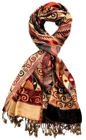 Lorenzo Cana Marken Herrenschal Schaltuch Naturfaser opulentes Muster in harmonischen Farben mit Fransen grosser Männerschal 70 cm x 200 cm - 7811211