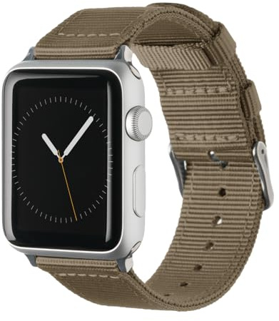 Archer Watch Straps - Premium Nylon Straps for Apple Watch (Khaki, Stainless, 44/45/46/49mm)