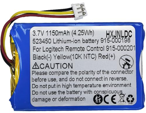 DC 3,7 V 503450(523450) 1150mAh Lithium Polymer Ersatzakku für Logitech Harmony Touch,Harmony Ultimate Fernbedienungen 533-000083 533-000084 915-000198 915-000201