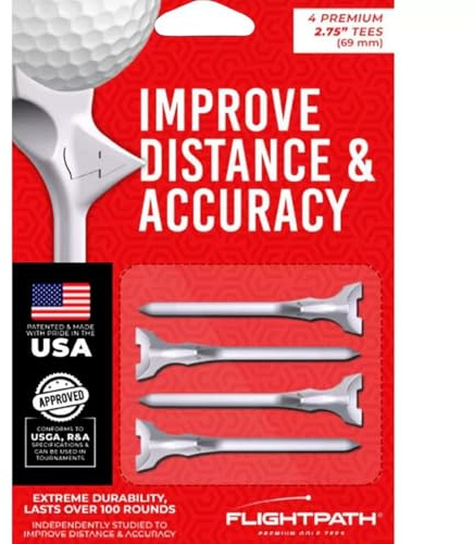 FLIGHTPATH Premium Golf Tees Profi Hochleistung Performance Unterstützung Robotisch Getestet Schlagfestigkeit Golfsport Zubehör Langlebig Turnier Zugelassen Weiß Ausrüstung – Weiß - 4 Tees - 2.75”