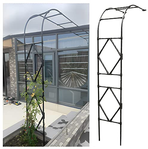 Demi-Arche À Rosiers, Arche De Jardin De 2, pour L'entrée De La Terrasse De La Pelouse Extérieure, L 60~300cm Arche De Rosier Jardin Résistant Aux Intempéries, Noir(Color:Black,Size:300CM/119.1IN)