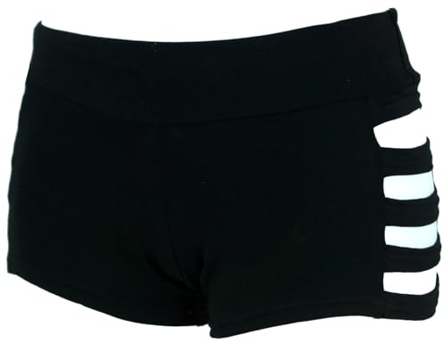 GURU SHOP Goa-trosor, psytrance hotpants, shorts, dam, bomull, svart, 36