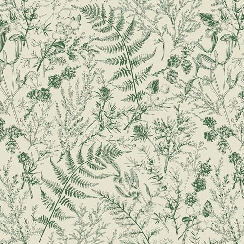 Yomshi Beige Green Leaf Self Adhesive Wallpaper 41cm×3m Botanical Wallpaper Removable Peel and Stick Wallpaper Waterproof Vinyl Film for Living Room Bedroom Kitchen Wall