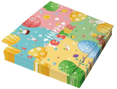 Papierservietten, Motiv: Osterhasen, 17 x 17 cm, bunte Osterhasen-Dinner-Servietten, Einweg-Cocktail-Servietten, dekorative Handtücher für Frühling, Ostern, Partyzubehör, Tischdekoration, 20 Stück