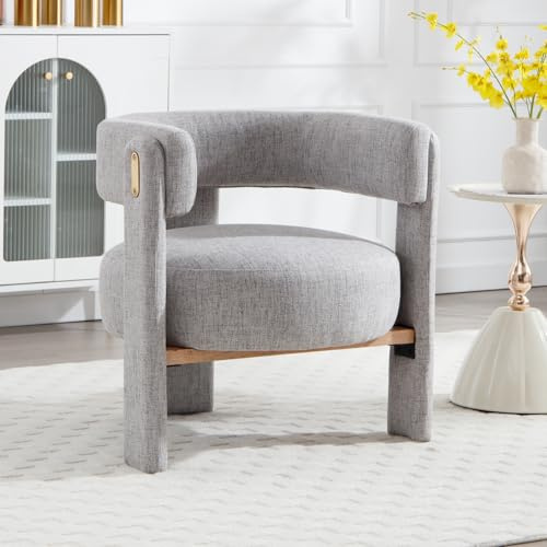 Ya-Home Poltrona Imbottita Sedia da Salotto in Tessuto Poltroncine Salotti con Gambe in Legno Poltroncina Moderna per Camera da Letto/Soggiorno/Caffè, Grigio