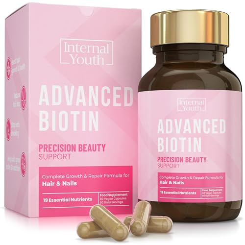 Advanced Biotin Hair Growth Vitamins - Hair Skin and Nails Vitamins for Women - Lab Tested Biotin Supplement 10000 mcg + 18 Key Beauty Ingredients - Internal Youth