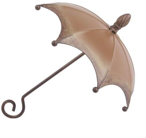 ComfyHarbor Parapluie rustique en métal pour oiseaux, mangeoire à suspendre pour jardin, extérieur, avec design décoratif, pour porche arrière, 20 x 17 x 14 cm, marron