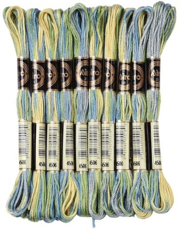 CABODYALS 10 Knäuel 6 Stränge Grün Buntes Stickgarn Polyester Farbverlauf Kreuzstichgarn Freundschaftsarmbänder Garnfäden Schnur Zum Nähen von Hand Schmuck Basteln Armbänder Häkeln DIY