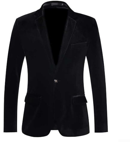 Blazer en velours pour homme, veste de costume décontracté, convient pour mariage et affaires (taille XL, noir)