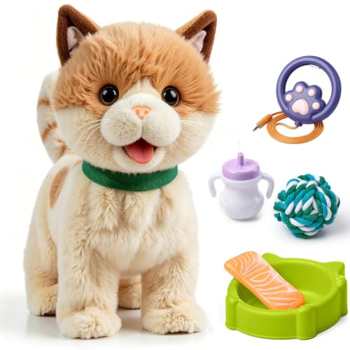 OR OR TU Jouet Chat Qui Marche Chat en Peluche avec Télécommande