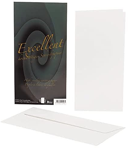 Rössler Excellent Kartenpack | Karten mit Umschlag | Briefpapier | 10 Blanko Karten zum Selbstgestalten in DIN lang | 25 Briefumschläge DIN lang | 11 x 1 x 22 cm | 1 Stück | Farbe: Weiß