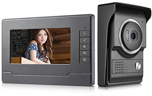 AMOCAM Video Intercom System, Wired 7 Inches Monitor Video doorphone Doorbell System,Video Door Phone HD Camera Kits Support Unlock, Monitoring, Dual-Way Intercom for Villa House Office Apartment