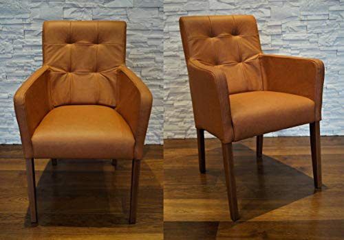 Quattro Meble Echtleder Esszimmerstühle David Arm Pik Stühle aus Leder & Massivholz Lederstühle Sessel mit Armlehnen Echt Leder Esszimmer Stuhl