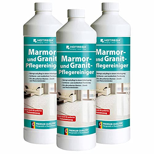 HOTREGA Lot de 3 nettoyants concentrés pour marbre et granit - 1 l - Nettoyant pour marbre, carrelage, pierre naturelle