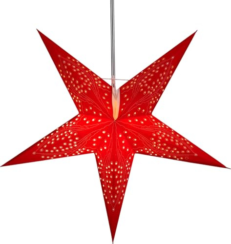 GURU SHOP hopvikbar adventslampa/pappersstjärna/julstjärna, 60 cm – Marinus-röd, stjärna, fönsterdekoration