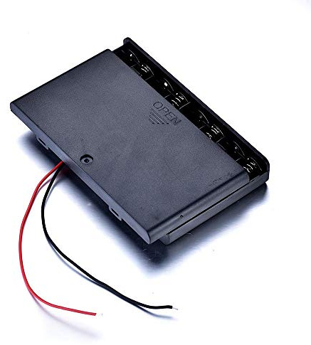 1 Stück Geschlossenes Gehäuse für AA/AAA Batterien 5 Größen mit Deckel Schalter ON/OFF Kunststoff Aufbewahrungsbox für Batterien mit Schalterdrähten (6 Steckplätze)