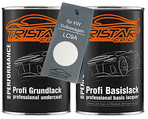 TRISTARcolor Autolack Dosen Set für VW/Volkswagen LC9A Pure White 2,0L | Set aus Grundlack + Basislack, Literware, spritzfertig