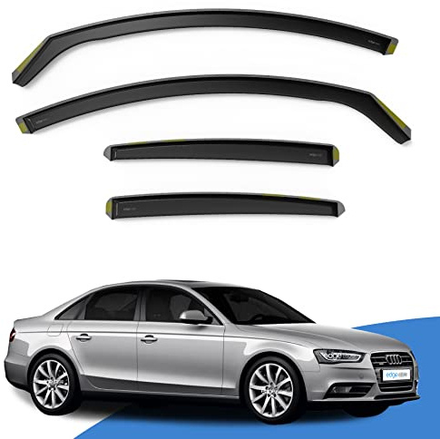 EdgeVisors Wind Deflectors Audi A4 B8 4Dr Saloon 2009-2015 4pc | In-Channel Rain Guards & Accessories, Deflect Rain & Wind, Fresh Airflow, Tinted, Easy Install