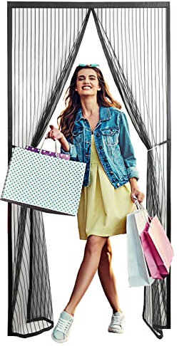 Redfire Magnet Fliegengitter Tür 70x220cm,Insektenschutz Moskitonetz Magnetischer Luft kann frei Strömen Magnet Vorhang Fliegenvorhang Full Frame für Balkontür Kellertür,Schwarz