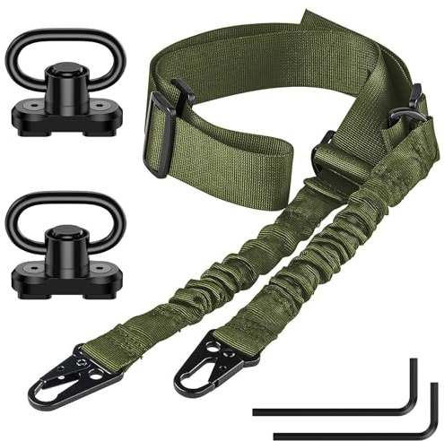 CVLIFE Rifle Sling - 2 Point Adjustable Length with 2 Pack Sling Swivels Mount - Green