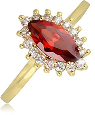 2Colors Bague plaqué Or Marquise Grenat avec Cubic Zirconia - 54