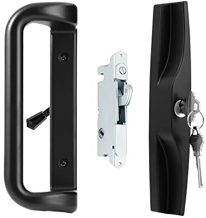 House Guard Patio Door Lock and Handle Set with Keys, Choices that Give Your Patio Sliding Glass Door Lock a Unique Signature, Suitable for a Variety of | Fits 3-15/16 in screw holes; keyed mortise lock, reversible, for 1-3/16 to 2 in doors