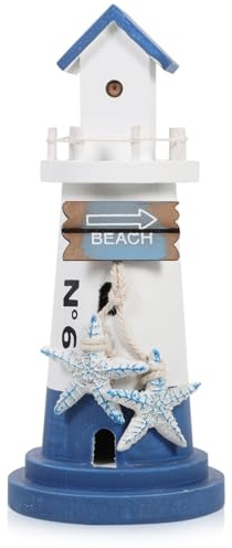 Abaodam Lighthouse Ornaments Nautical Coastal Lighthouse Decor with Sea Star for Desktop Tabletop Beach Party 8.66 Inch