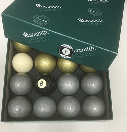 Aramith Special: 2 UK Pub Premier Tournament Pool Set - Silver & Gold, Number 8 & 1 7/8 Cue Ball