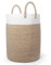 SYLANDO Wäschekorb mit Henkel, Spielzeug Aufbewahrung, Aufbewahrungsbox Geflochten, Wäschesammler Groß, Aufbewahrungskorb Kinderzimmer (Braun&Weiß, D 38 x H 50 CM)