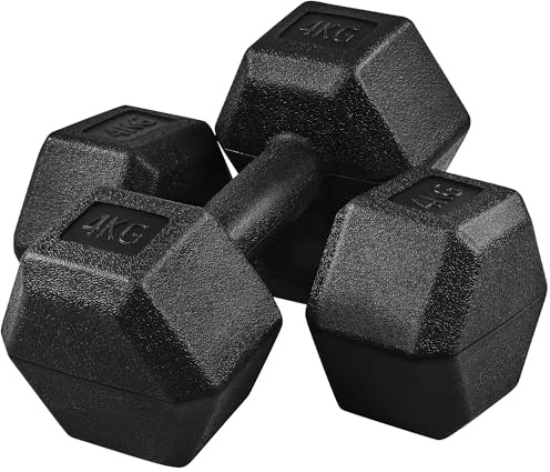 Yaheetech 2 Stück Hantel Set 4/5/6/7,5/8/10 Kg Kurzhanteln Gusseisen Hexagon Hanteln Gewichte Training für Aerobic, Gymnastik und Fitness
