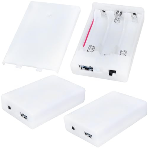 LUORNG Lot de 3 boîtiers de piles AA 3 sections 4,5 V avec port USB intégré avec interrupteur et couvercle