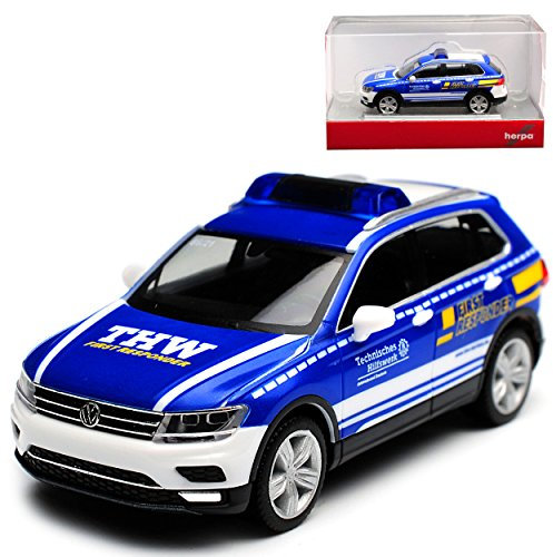 Volkwagen T*i*g*u*a*n II THW Dachau Blau Weiss 2. Generation Ab 2015 H0 1/87 Herpa Modell Auto mit individiuellem Wunschkennzeichen