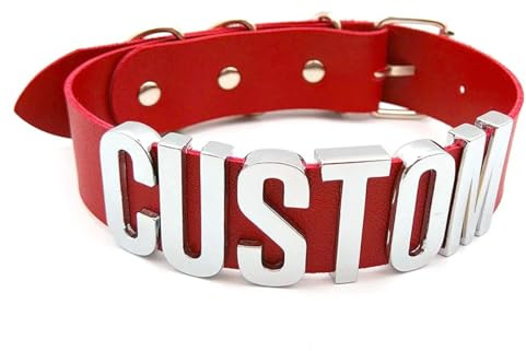 Mode-Halsband Mit Individuellem Namen Zum Selbermachen – Luxuriöse Strass-Wörter, Großer Großer Buchstabe, Sexy Individuelle Namensketten Für Damen Und Herren, Personalisiertes Rotes Pu-Leder-H