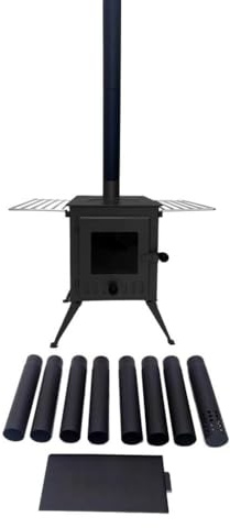 Outbacker Firebox Vista Large Window Portable Wood Burning Tent Stove & Complete Flue Kit – 12kg Lightweight | Compact Camping Stove for Tipis, Yurts, Bell Tents & Glamping (Stove Kit)