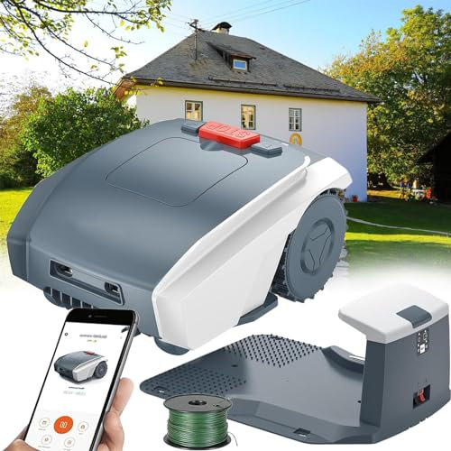 Fablestoryem Tondeuse à Gazon Robotisée 18-RM - Coupe Jusqu'à 1500M², Tonte Ultra Silencieuse, Contrôle des Applications Bluetooth, Navigation Assistée par GPS, Capteur de Pluie et Fil Périphérique
