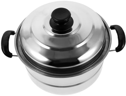 Hoement Casserole en Acier Inoxydable Épaisse Double Poignée, Marmite à Soupe Cuisine Sûre et Résistante à Haute Température, pour Cuisson Vapeur Maison