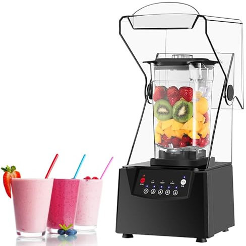 COUCHO Blender Smoothie Maker, Batteur sur Socle Commercial 2L avec Enceinte sonore, Lame 17 000 TR/Min, broyeur à Glace, 5 préréglages, mélangeur de comptoir Silencieux Professionnel, autonettoyant,