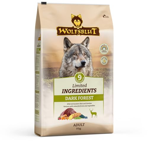 WOLFSBLUT – Dark Forest Adult Limited Ingredients | Trockenfutter mit maximal 9 Zutaten, ideal für ernährungssensible Hunde. Getreidefreies Alleinfutter ohne Zusatzstoffe im Beutel | 9kg Wild